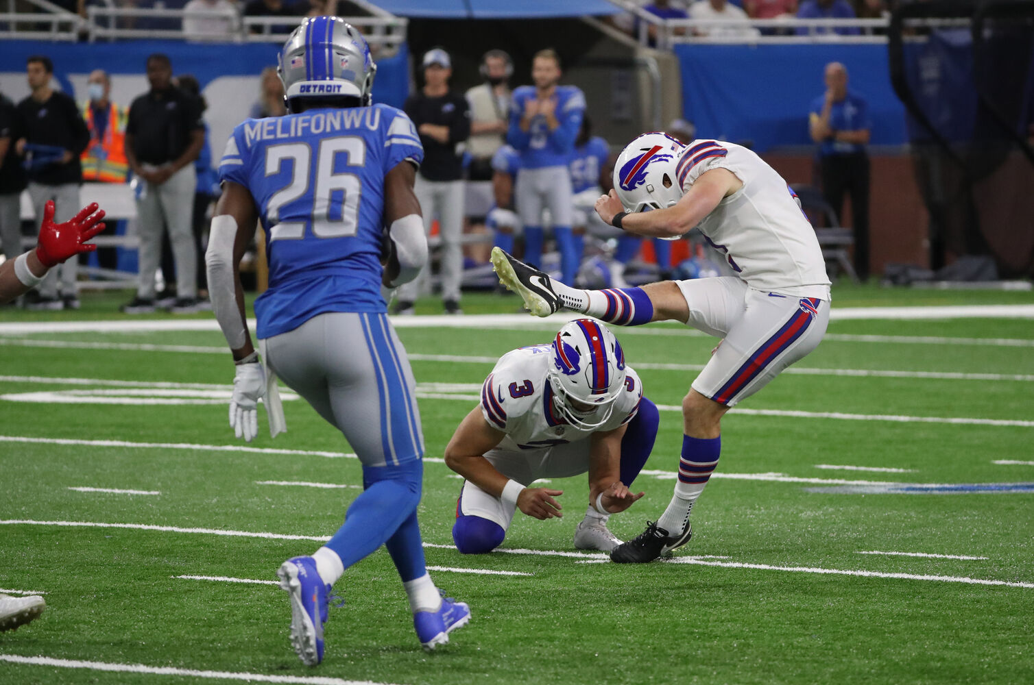 Through the uprights